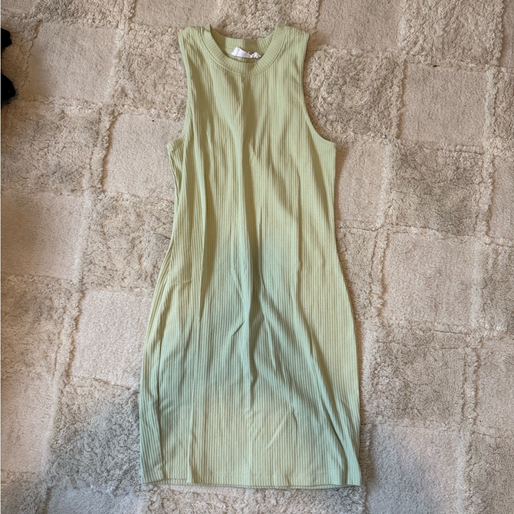 Double Zero Light Green Ribbed Midi Dress